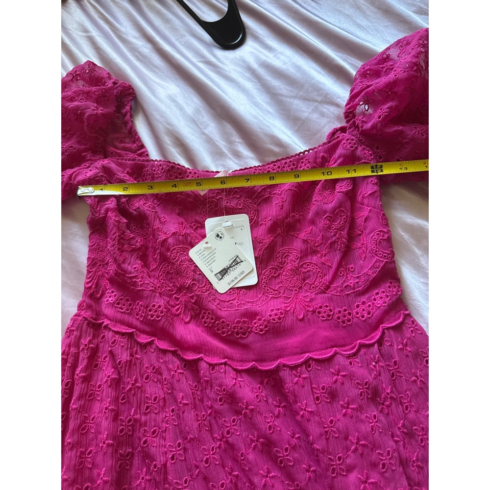 Free People Strangelove Maxi Dress Pink Purple Eyelet Lace Embroidered Sz S - Picture 11 of 12